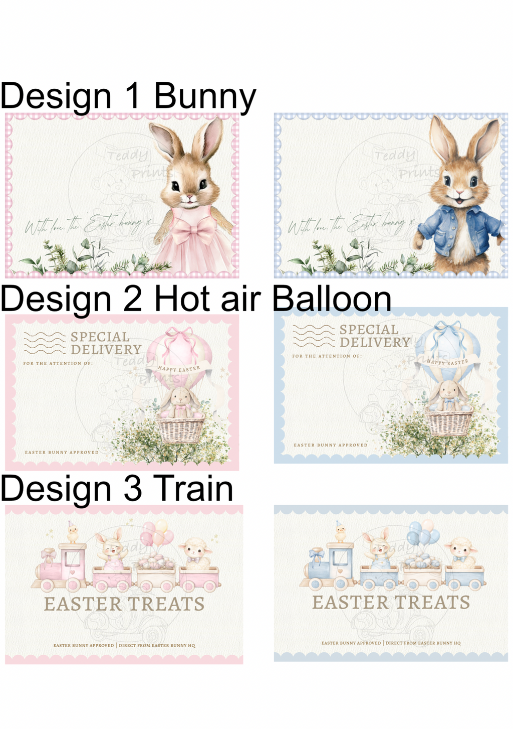Personalised Easter Treat with Optional Fillers 3 designs to choose from all in blue or pink