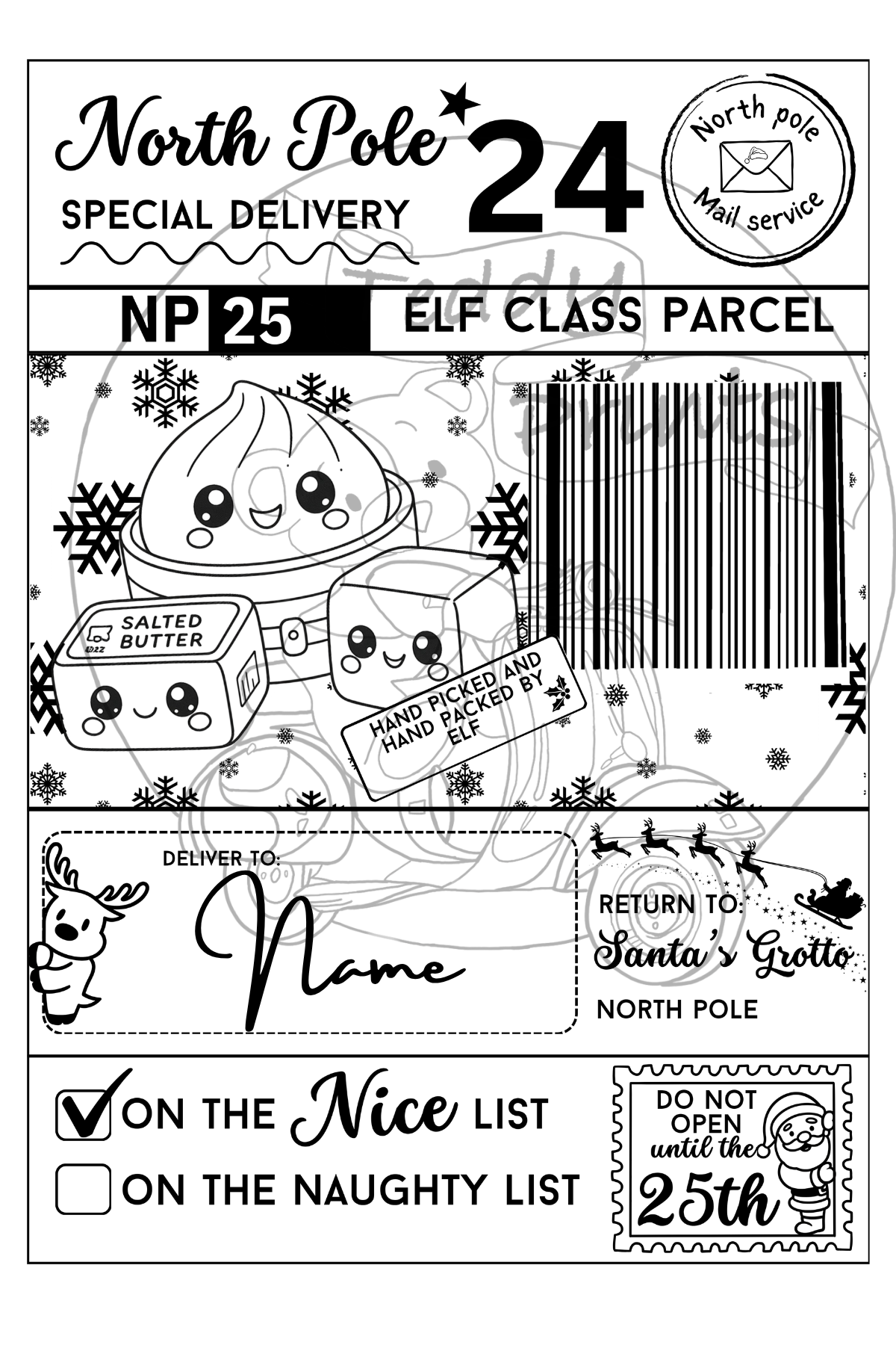Personalized squishy/dumpling North Pole Priority Mail Present Stickers Pack of 10 for XMAS 2026 Festive Design Enhance Your Holiday Gifts