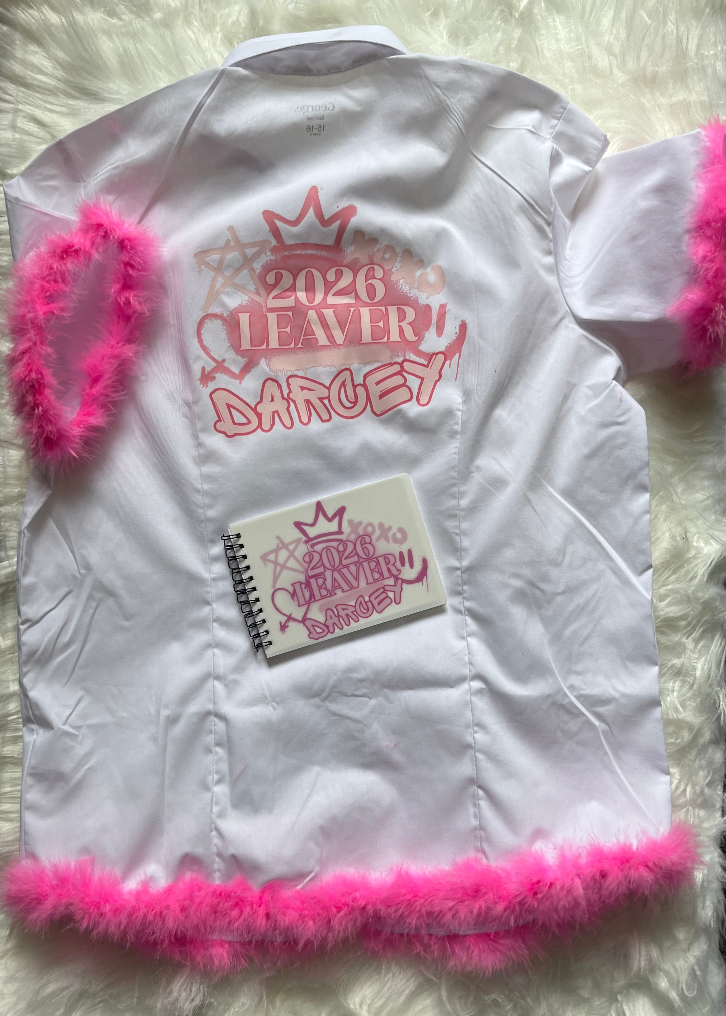School leavers shirt with feather trim