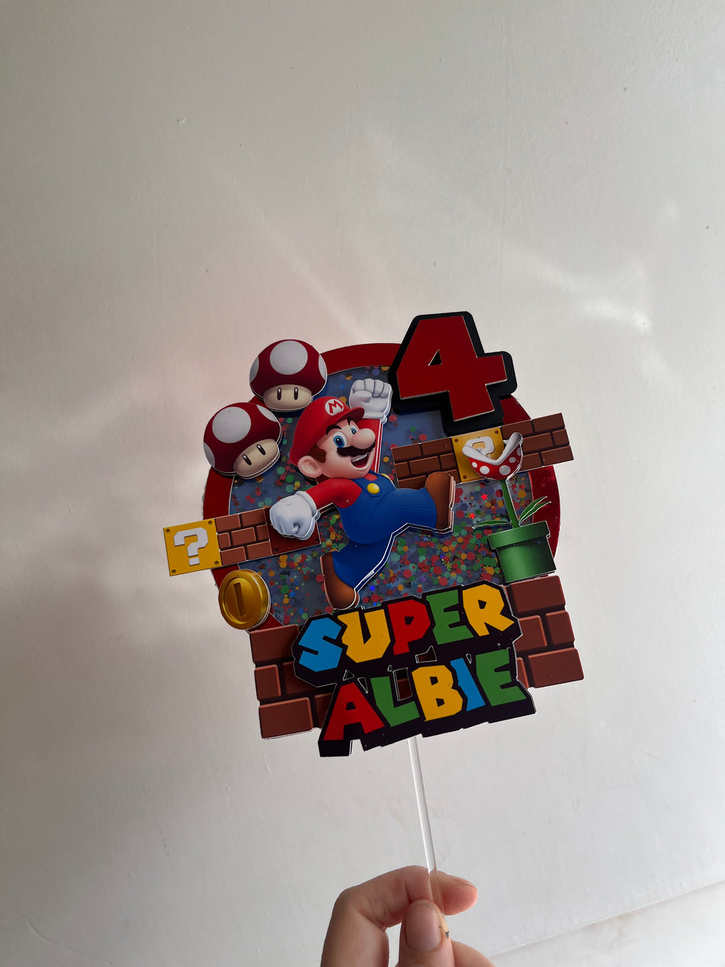 Personalised 3D shaker cake topper with glitter