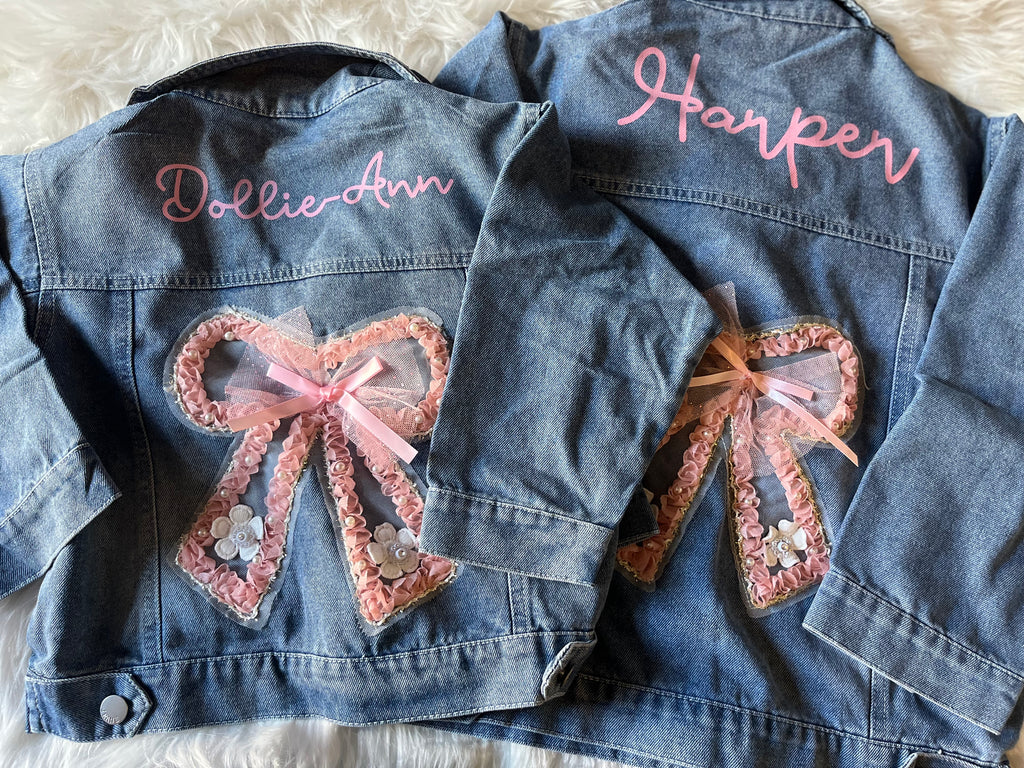 Personalised Denim Jacket – Name & Bow Detail