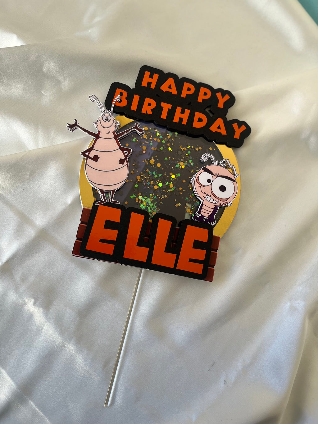 Personalised 3D shaker cake topper with glitter