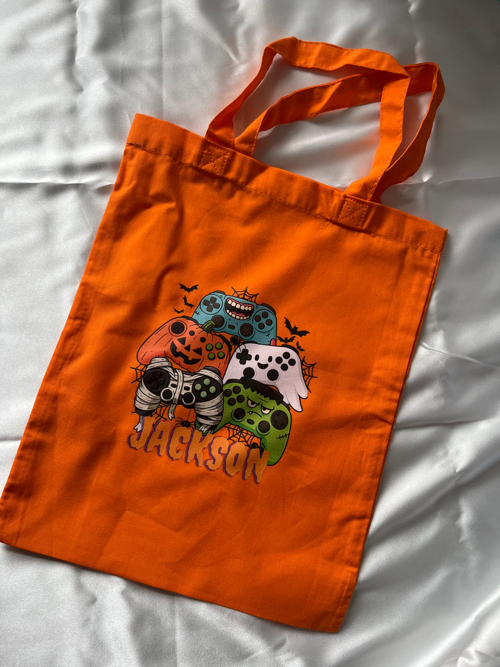 Trick or Treat Mini Tote Bags Personalized with Name, different Designs for Halloween