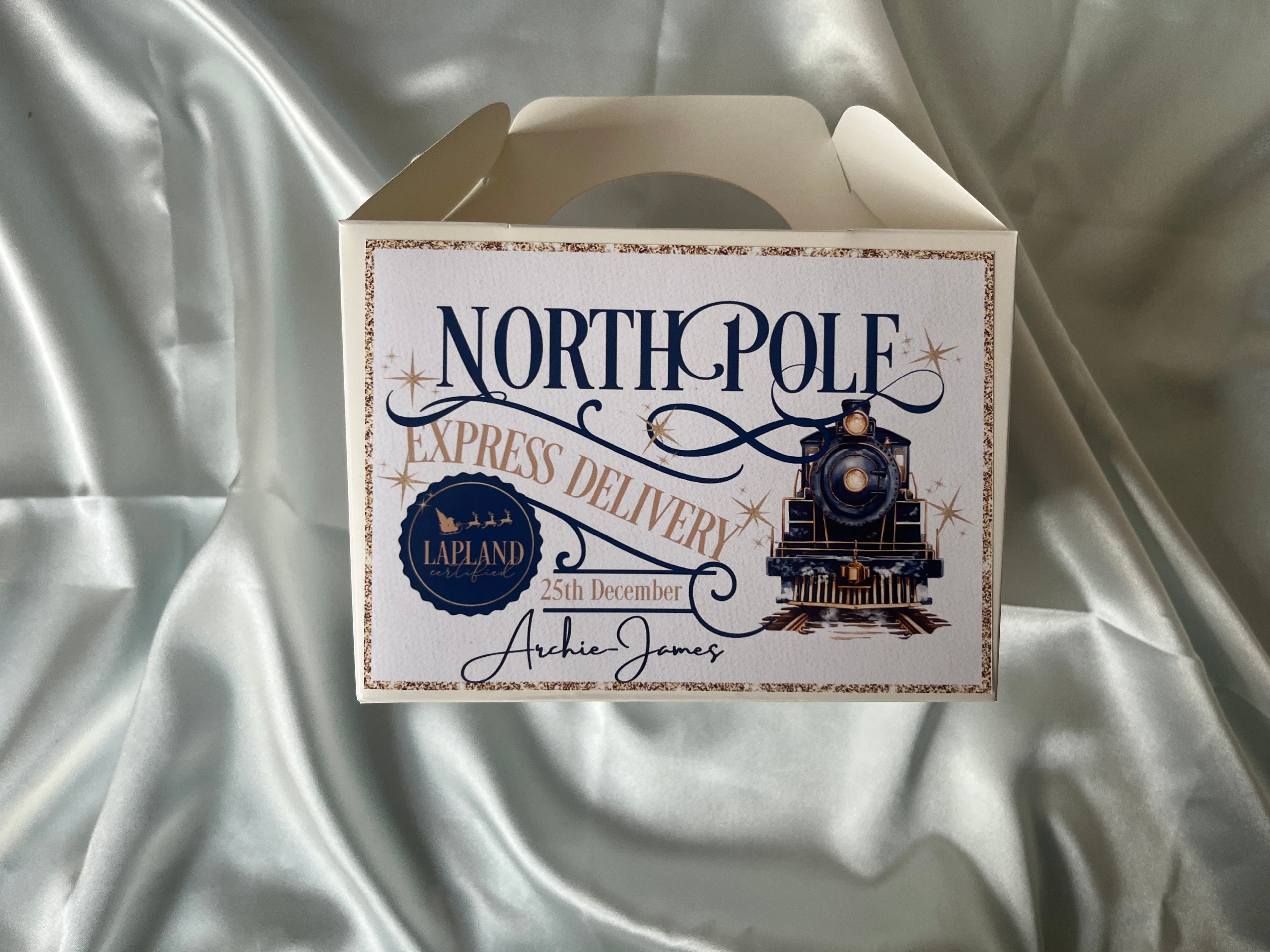 North Pole Express Delivery Christmas Eve Box, Treat Box and Nice List in Train Design pink or blue