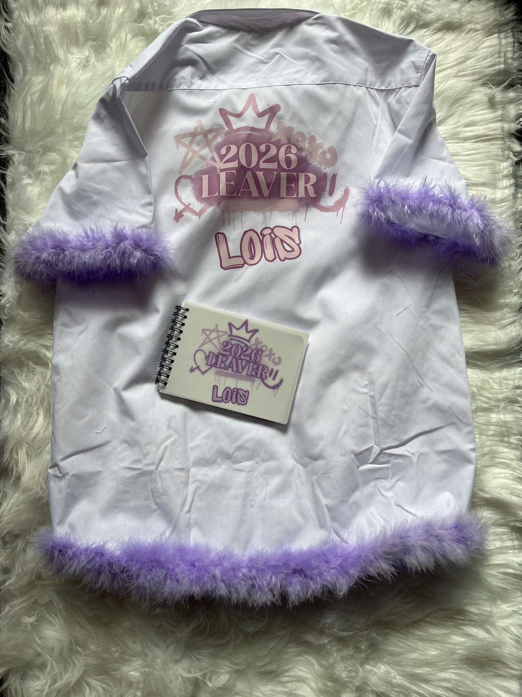 School leavers shirt with feather trim