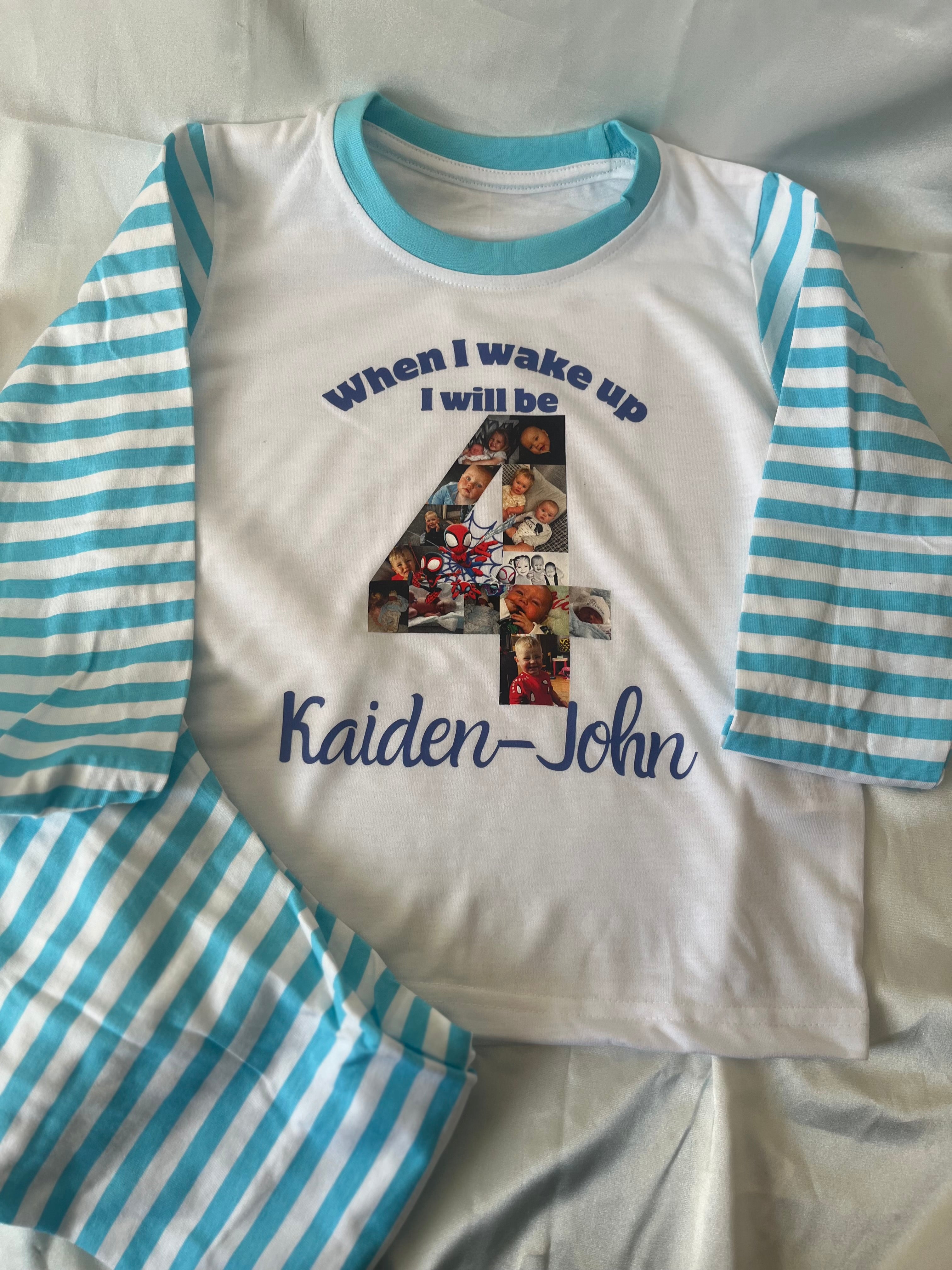 Personalised When I Wake Up Pyjamas with Custom Design for Birthday Loungewear Nightwear Featuring Chosen Images and Age Number