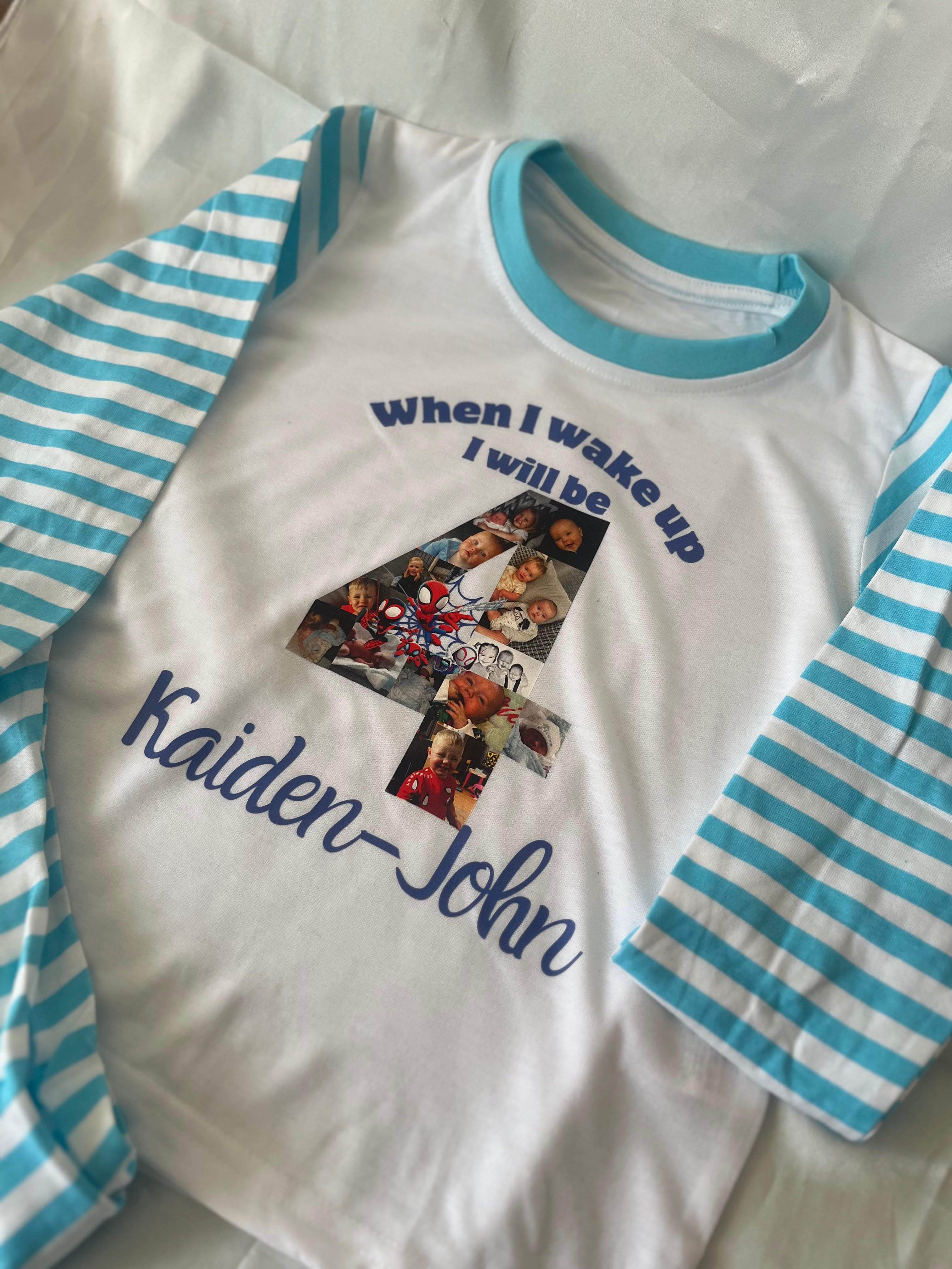 Personalised When I Wake Up Pyjamas with Custom Design for Birthday Loungewear Nightwear Featuring Chosen Images and Age Number