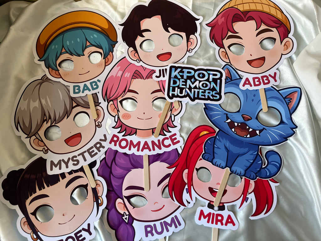 Kpop kids face mask party photo props pack of 10