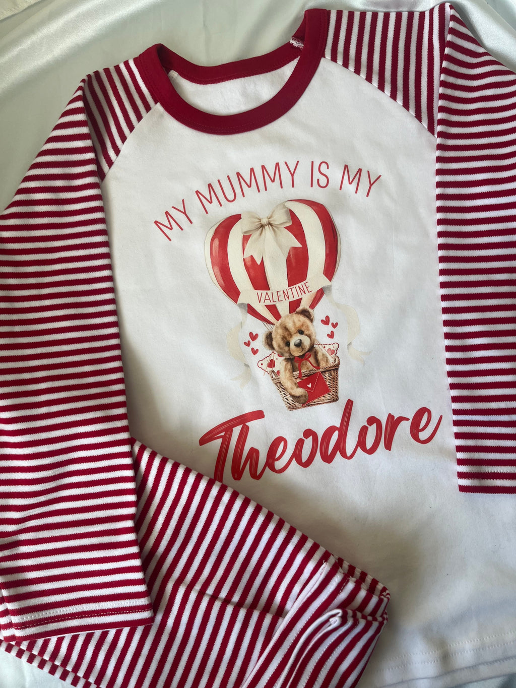 Personalised Valentine Pyjamas with optional 'My Mummy or Daddy Is My Valentine'