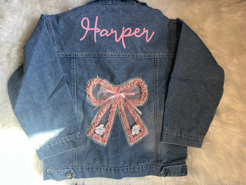 Personalised Denim Jacket – Name & Bow Detail