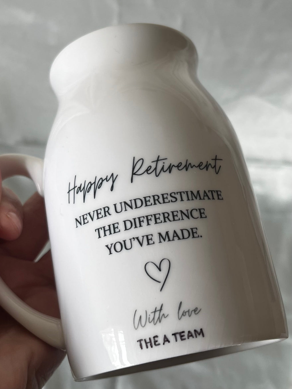 Happy Retirement flower vase/ jug - Never Underestimate The Difference You've Made - With Love your personalised option - Perfect Gift For Retirees