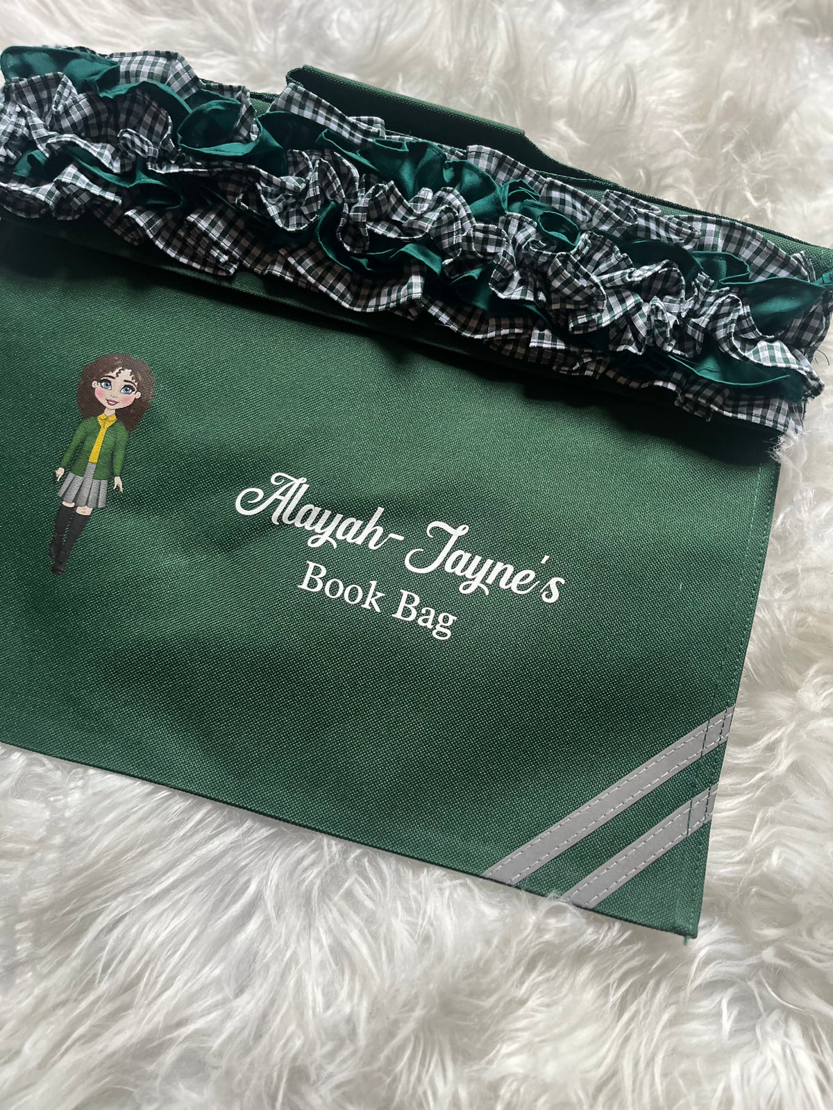 Personalized Ruffle Book Bag for Girls