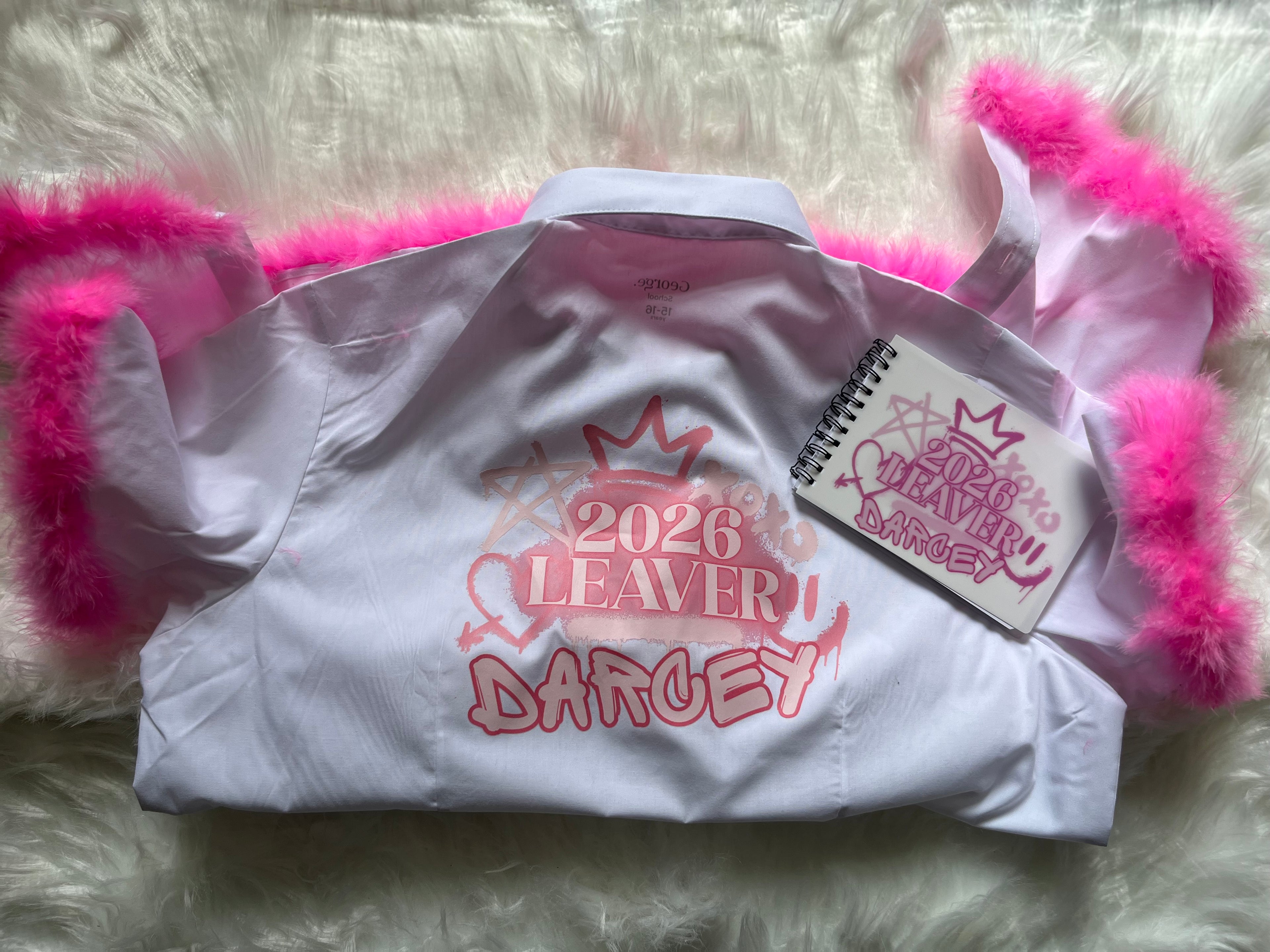 School leavers shirt with feather trim