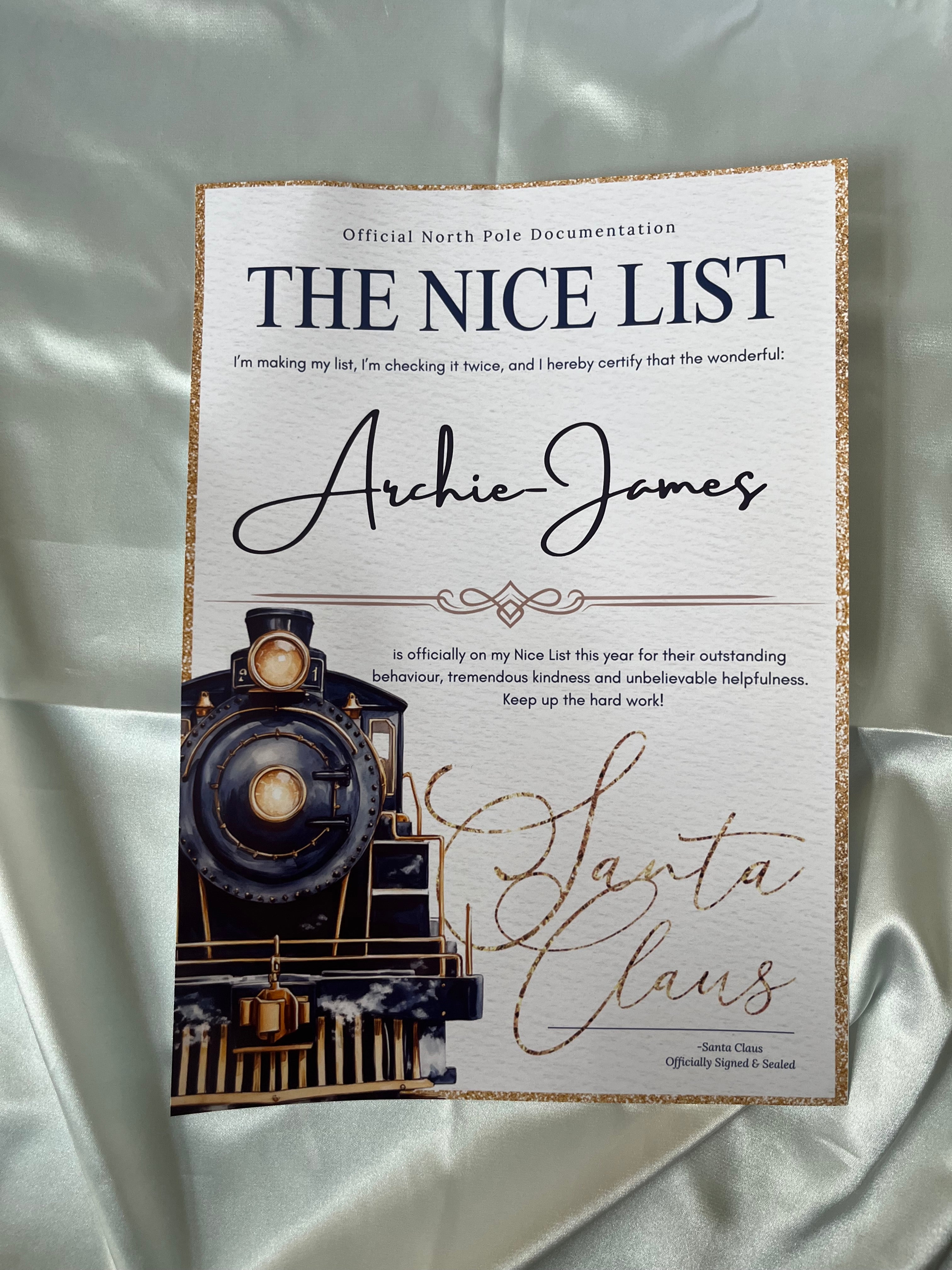 North Pole Express Delivery Christmas Eve Box, Treat Box and Nice List in Train Design pink or blue