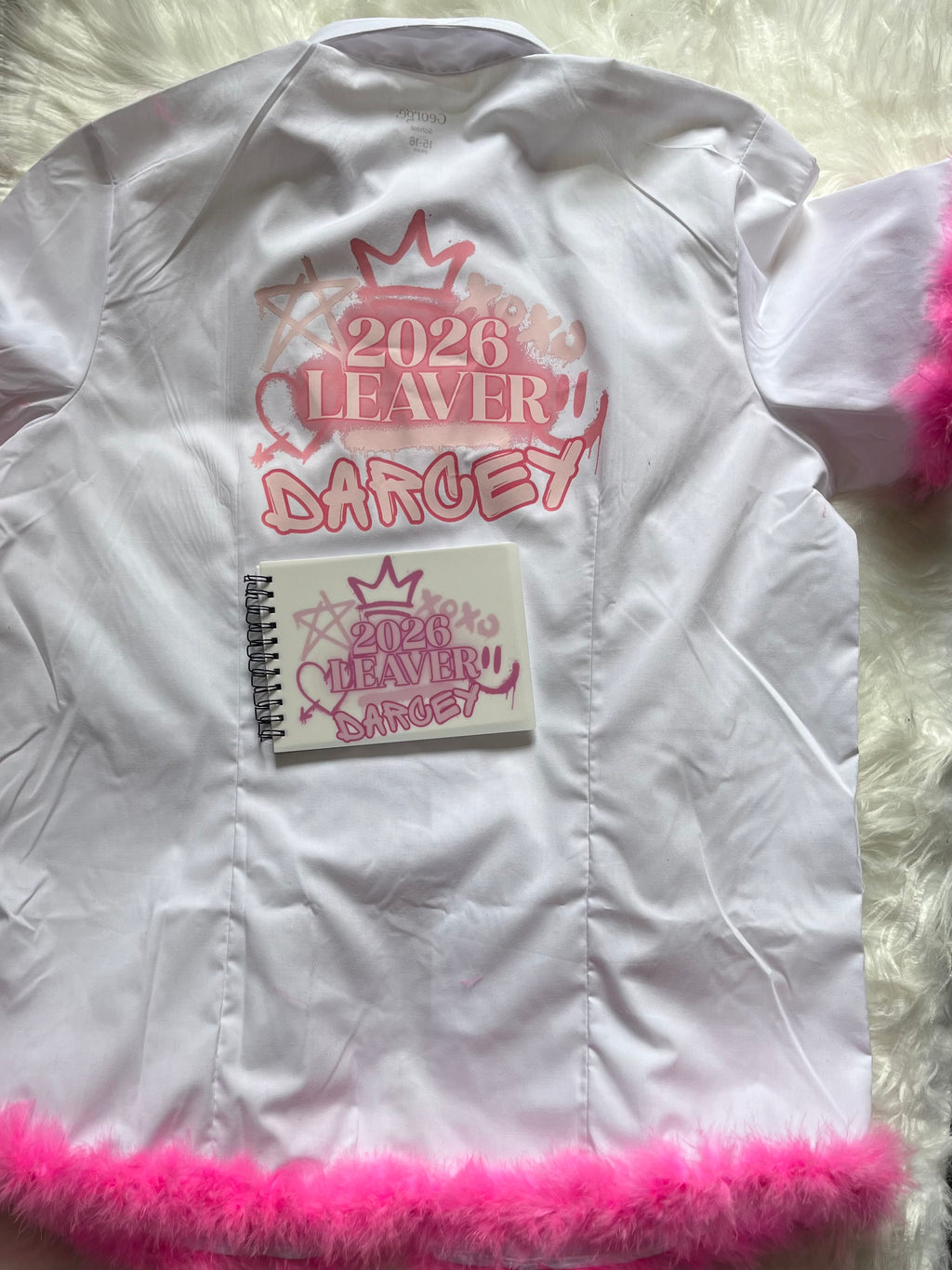 School leavers shirt with feather trim