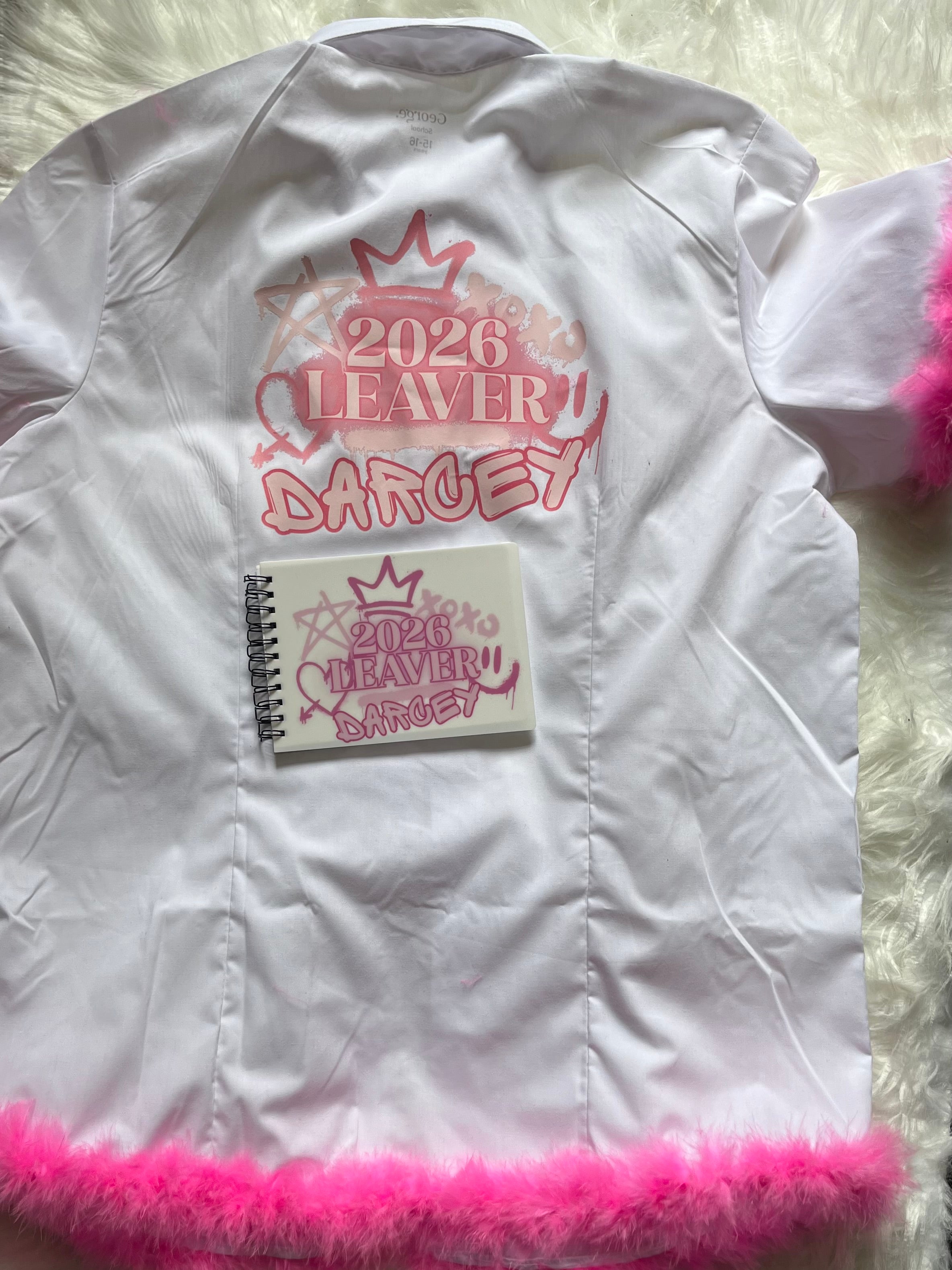 School leavers shirt with feather trim