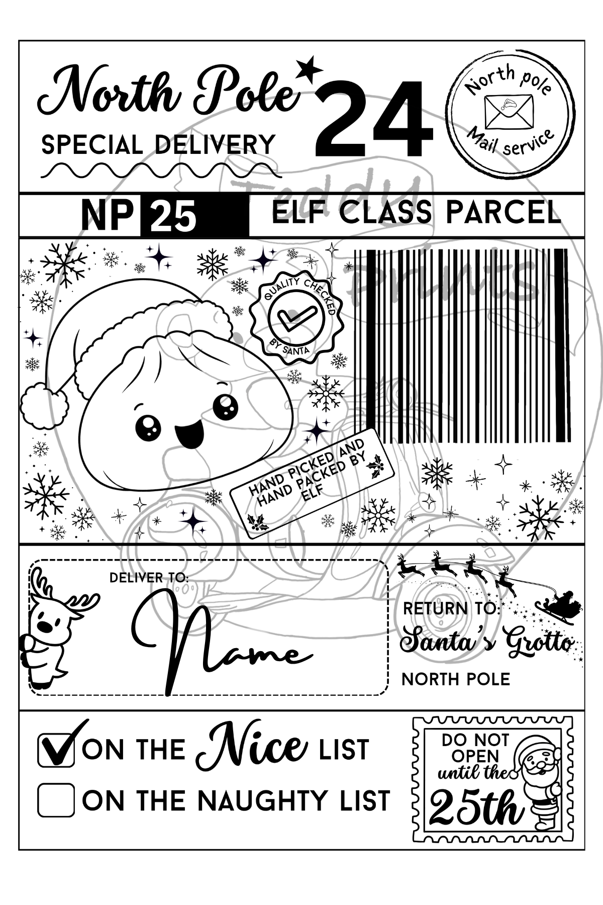 Personalized squishy/dumpling North Pole Priority Mail Present Stickers Pack of 10 for XMAS 2026 Festive Design Enhance Your Holiday Gifts