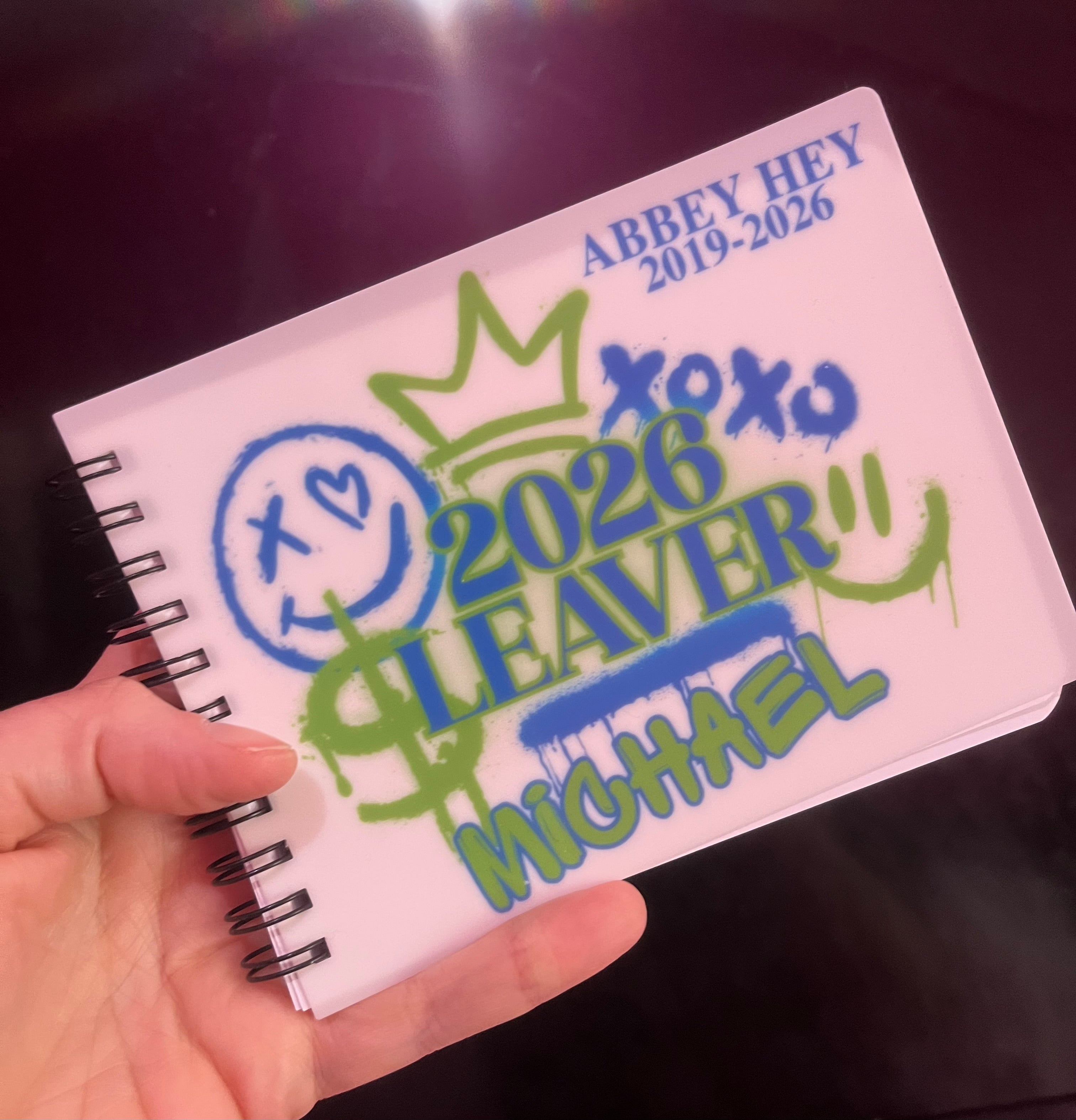 Personalised School Leavers Autograph Book Size A6 - 2026 Leaver Design Perfect for school Memories