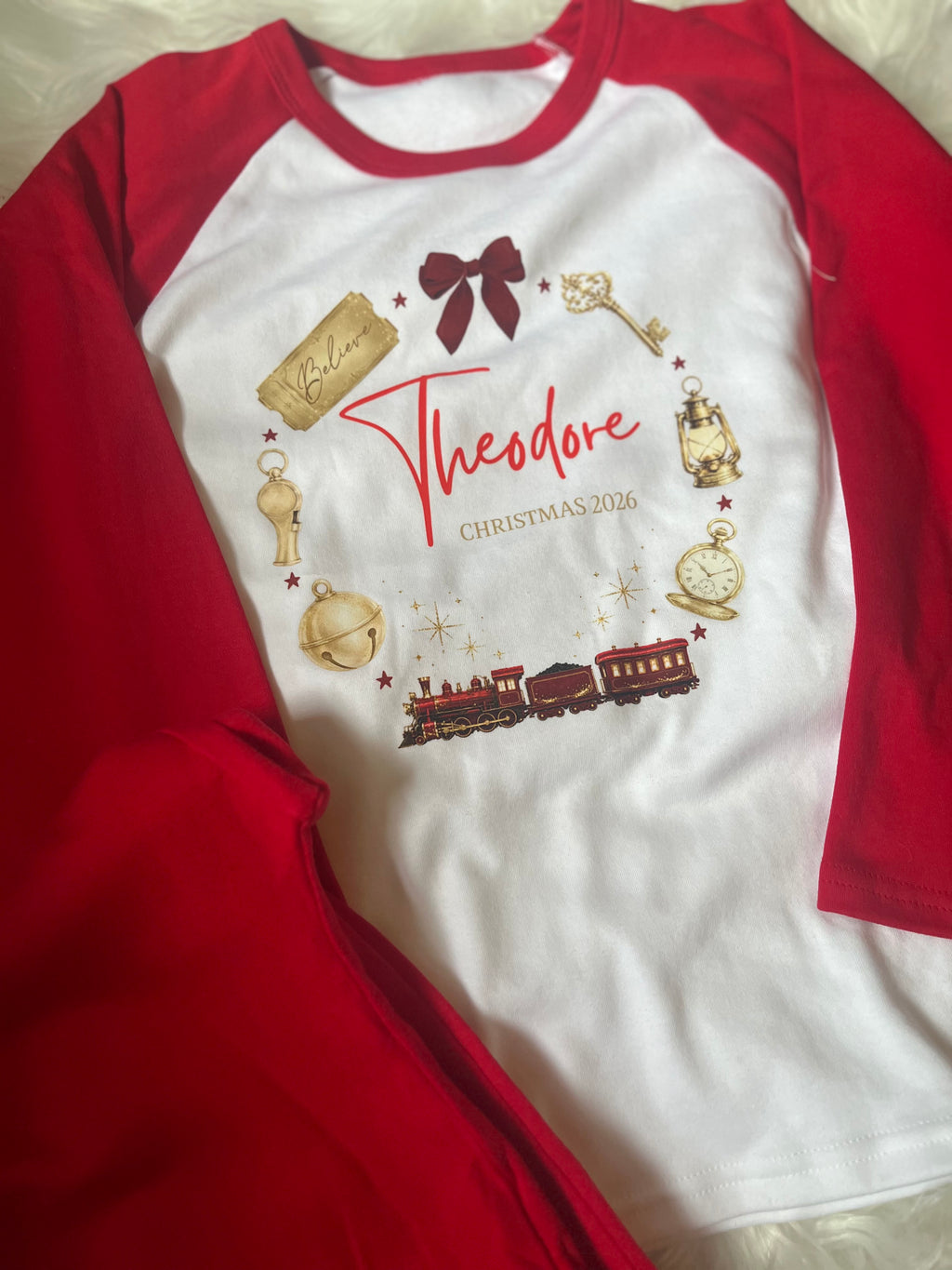 Personalised Christmas Pyjamas 2026 | Kids Christmas Eve PJs | Custom Name Pyjamas | Red, Pink & Blue