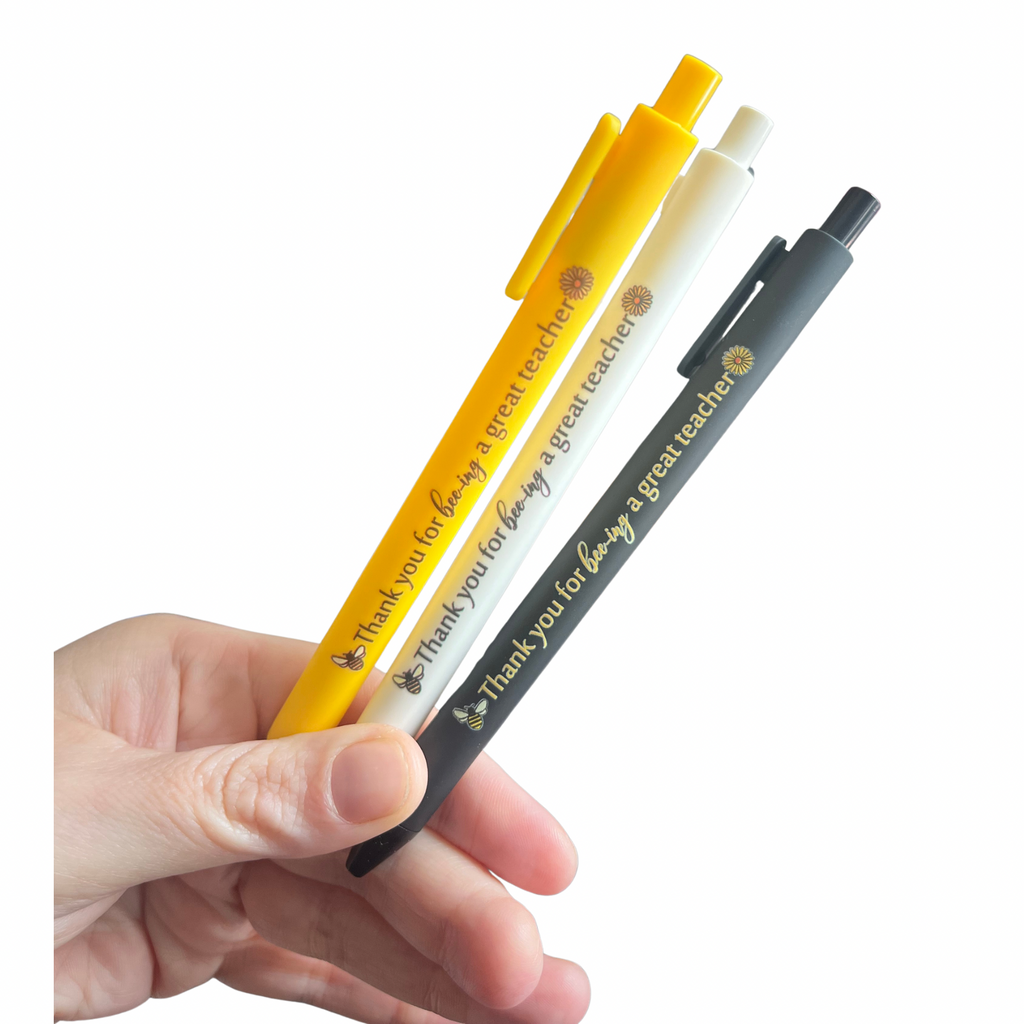 Teacher Gift Set - 3 Pens with Bee Design Thank You for Bee-ing an Inkcredible Teacher - Perfect Appreciation Present