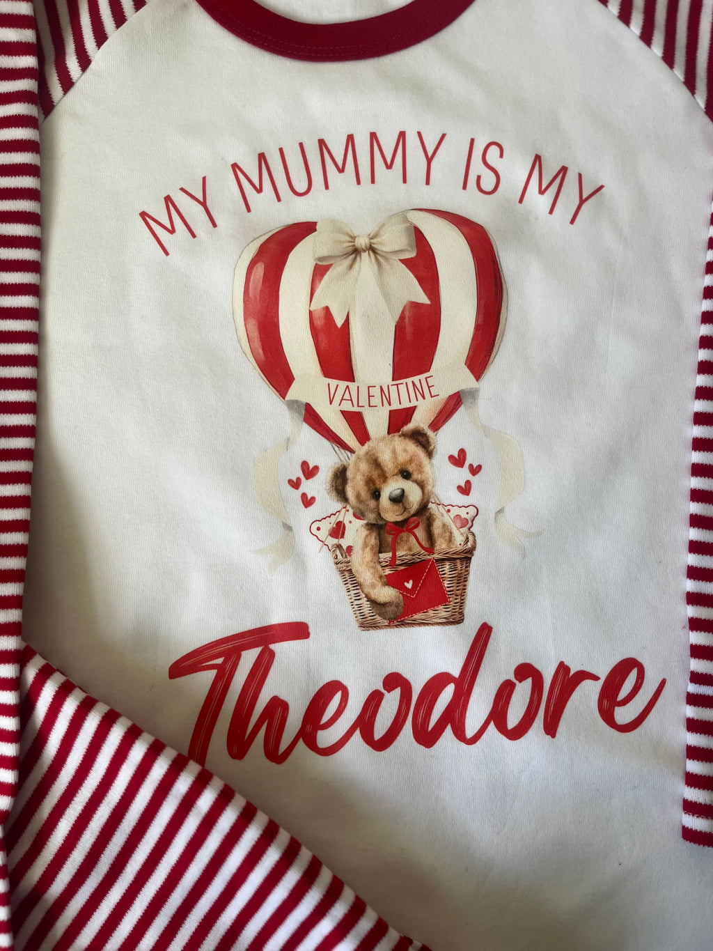 Personalised Valentine Pyjamas with optional 'My Mummy or Daddy Is My Valentine'