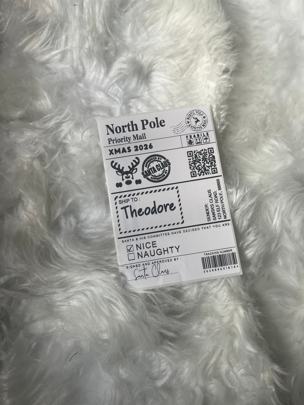 Personalized Santa North Pole Priority Mail present stickers pack of 10