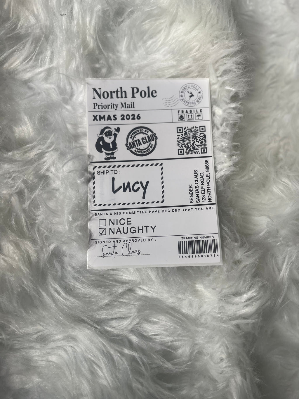 Personalized Santa North Pole Priority Mail present stickers pack of 10