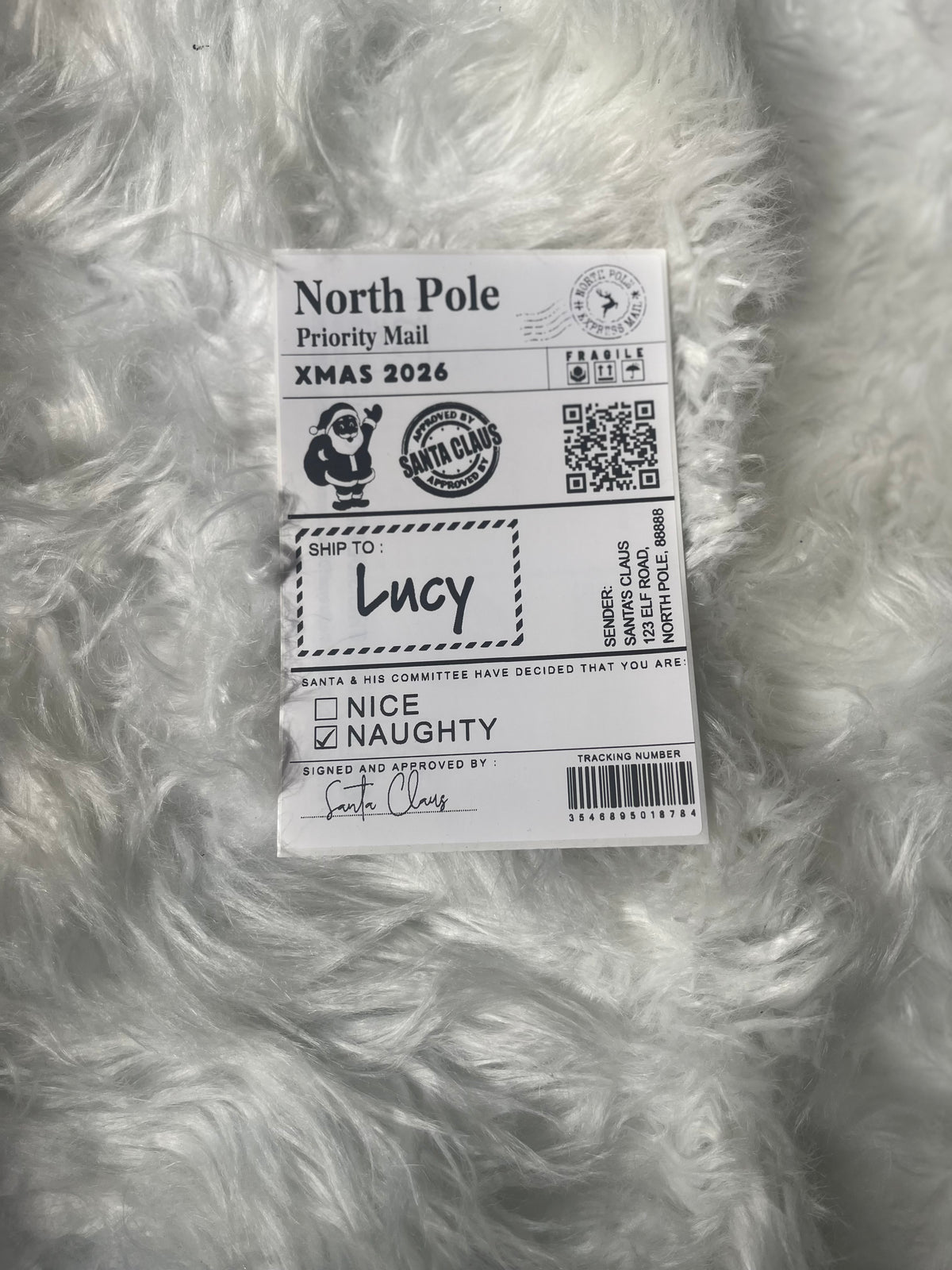 Personalized Santa North Pole Priority Mail present stickers pack of 10