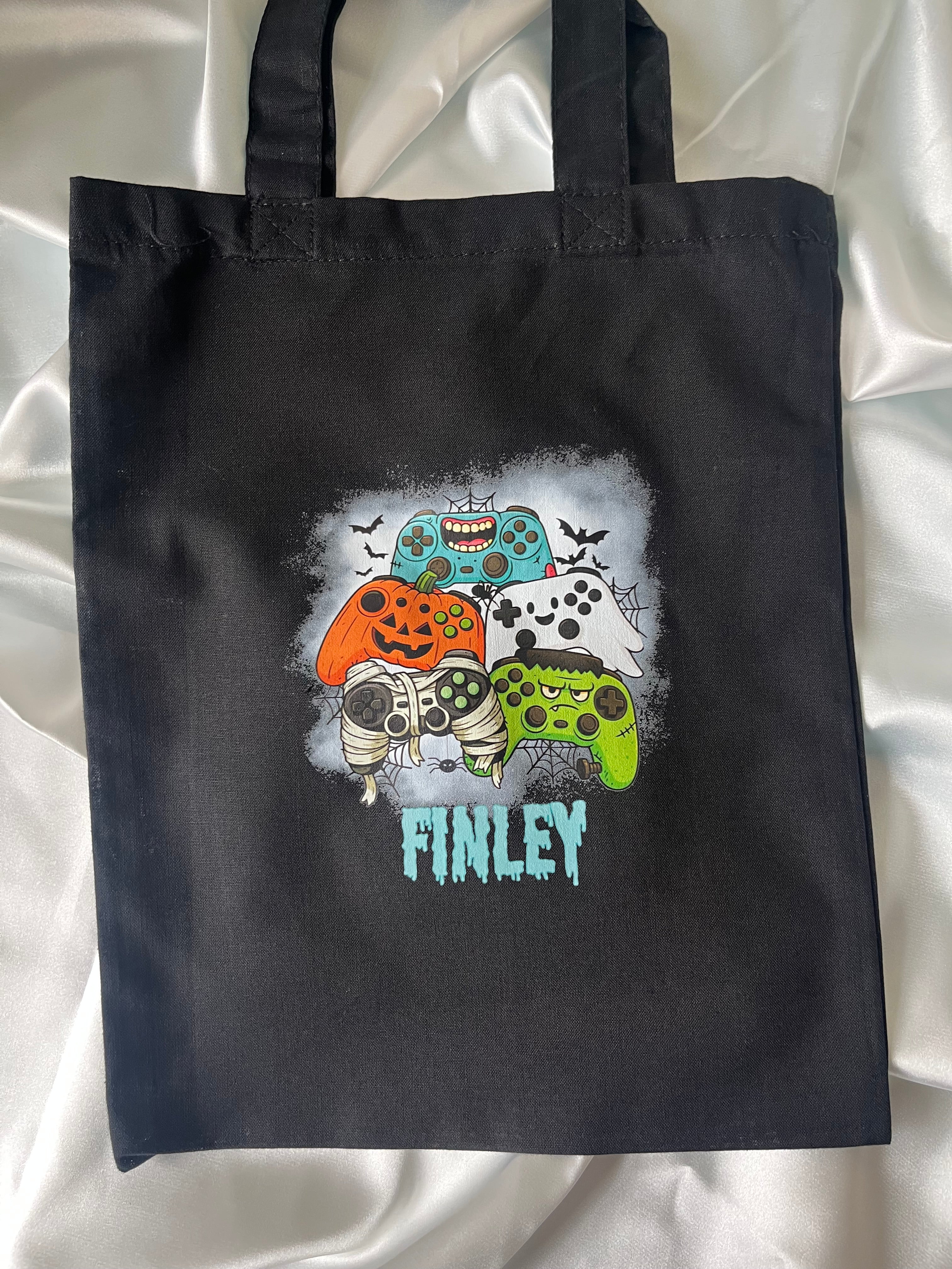 Trick or Treat Mini Tote Bags Personalized with Name, different Designs for Halloween