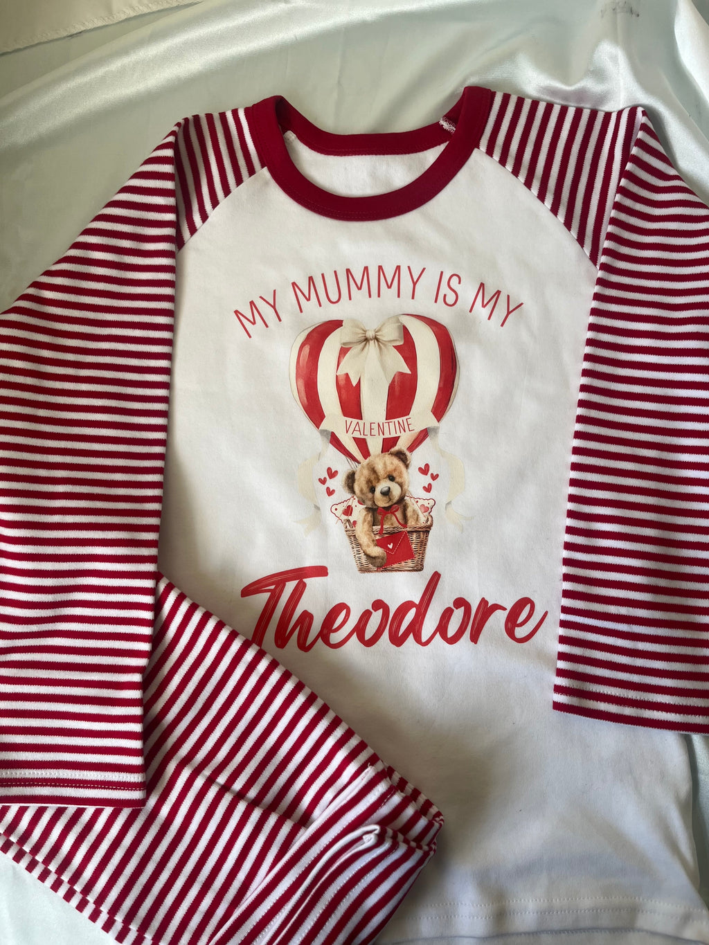 Personalised Valentine Pyjamas with optional 'My Mummy or Daddy Is My Valentine'
