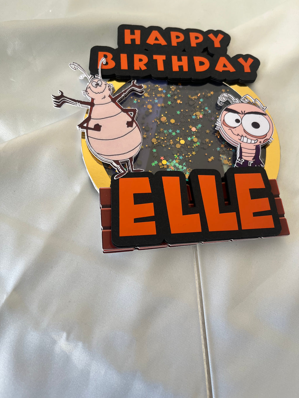 Personalised 3D shaker cake topper with glitter