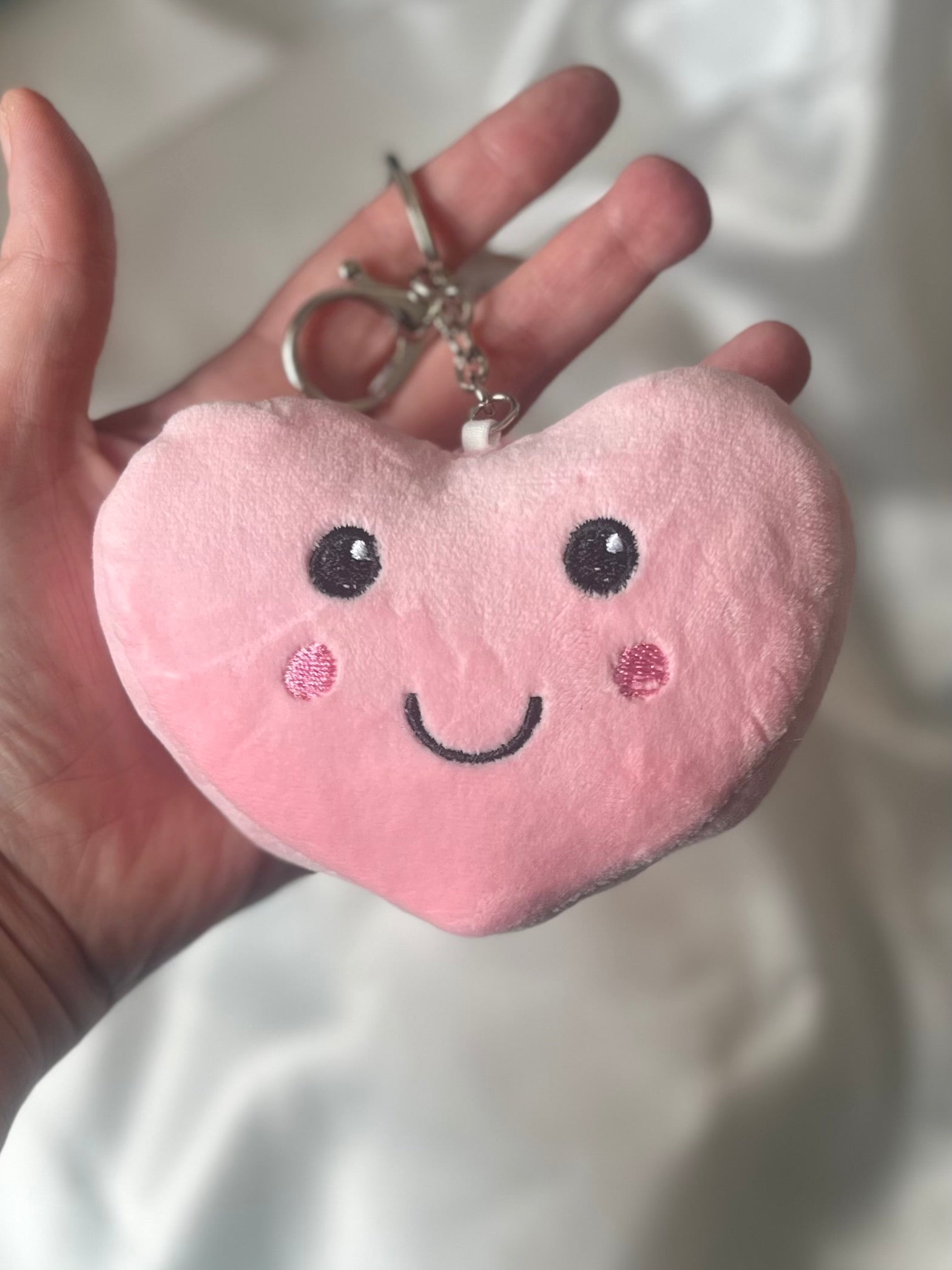 Personalised Pink Heart Smiley Plush Keyring for Mummy, Mum, Nana, Grandma Gift Idea