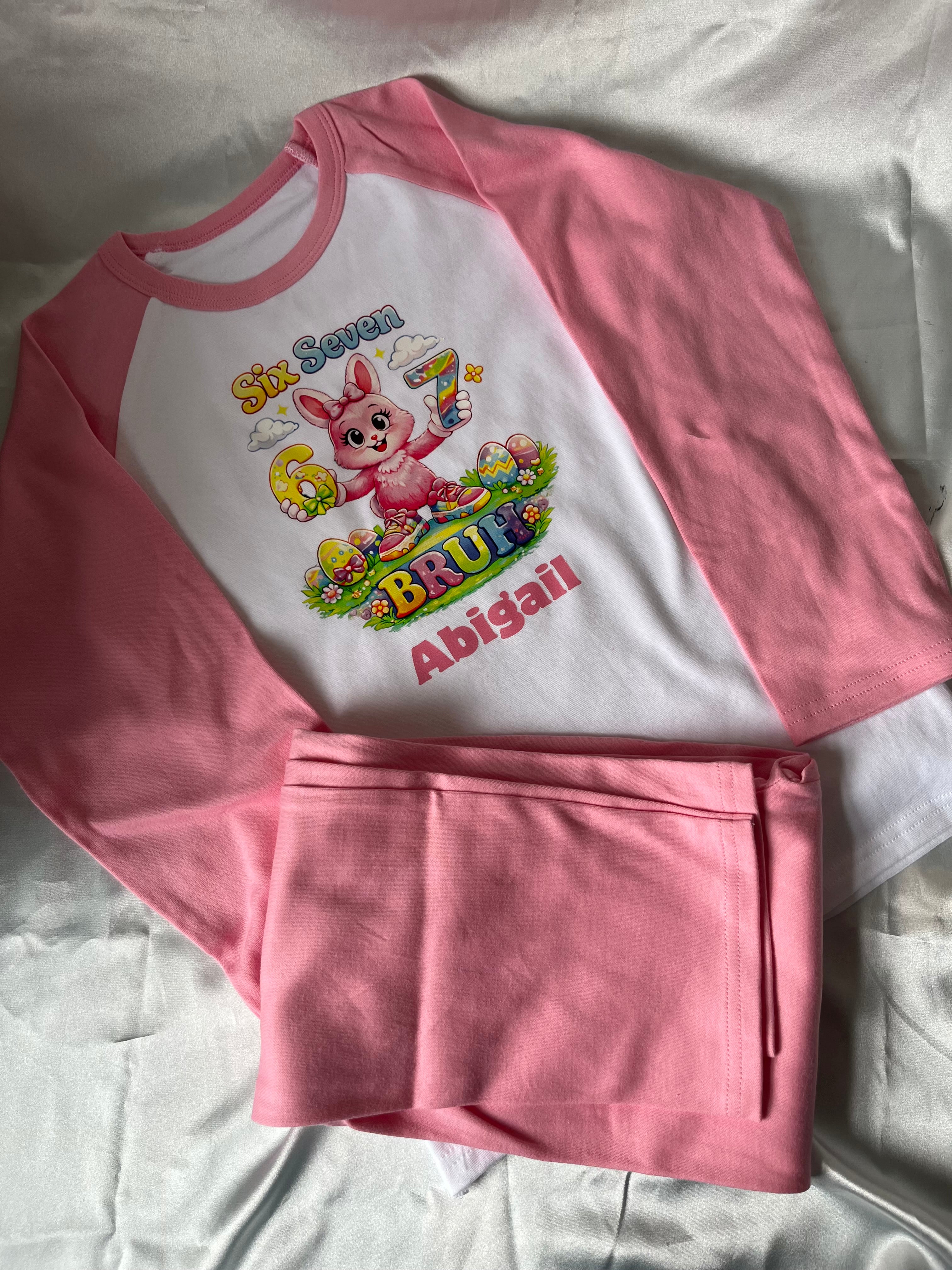 Personalised 6 7 Easter pyjamas
