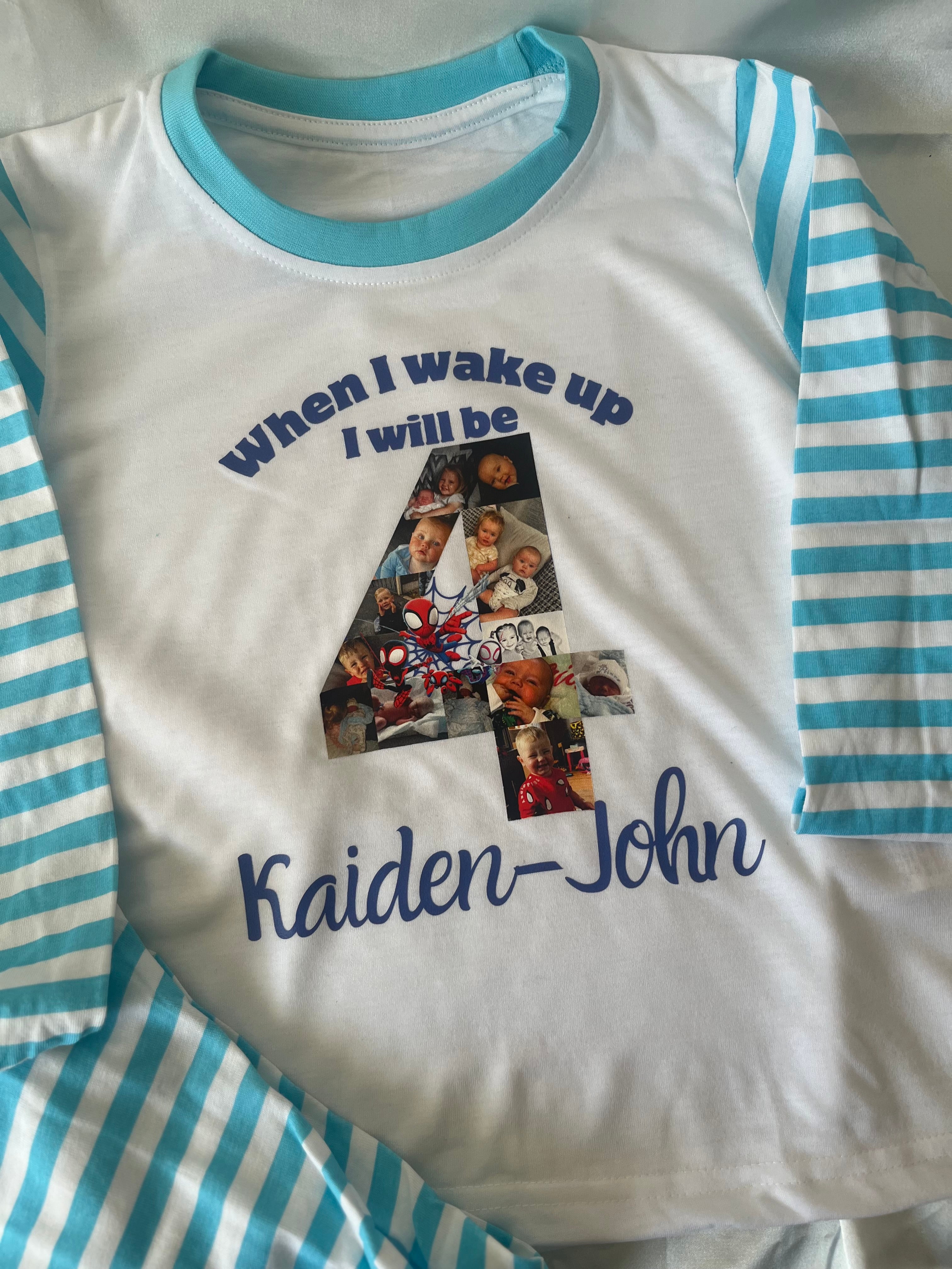 Personalised When I Wake Up Pyjamas with Custom Design for Birthday Loungewear Nightwear Featuring Chosen Images and Age Number