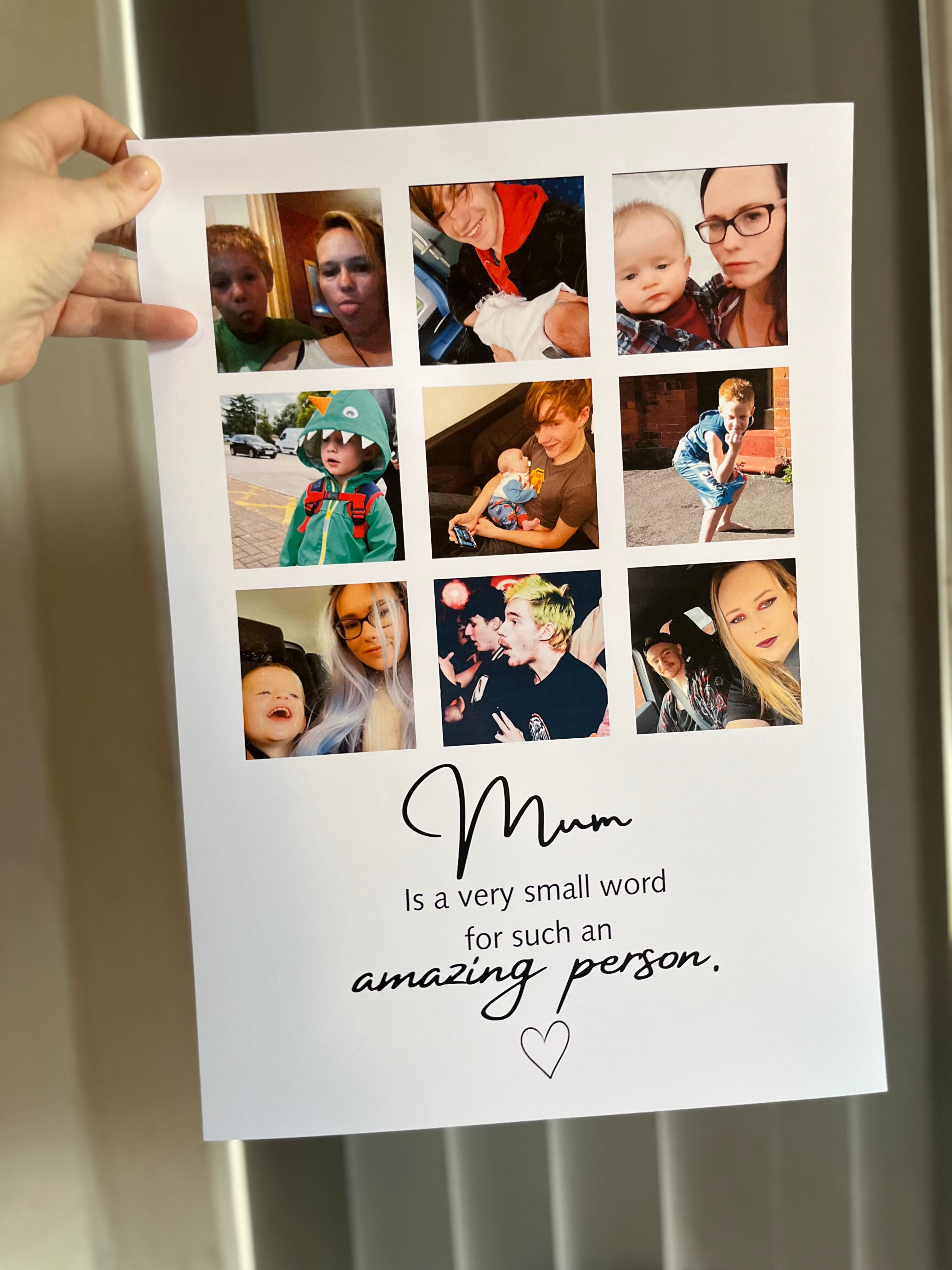 Mother's Day Personalised Print or Frame - Custom Photo Collage with Inspirational Quote for Mum