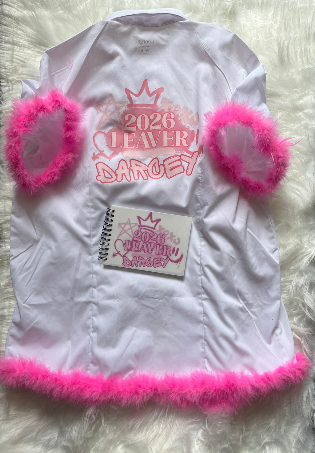 School leavers shirt with feather trim