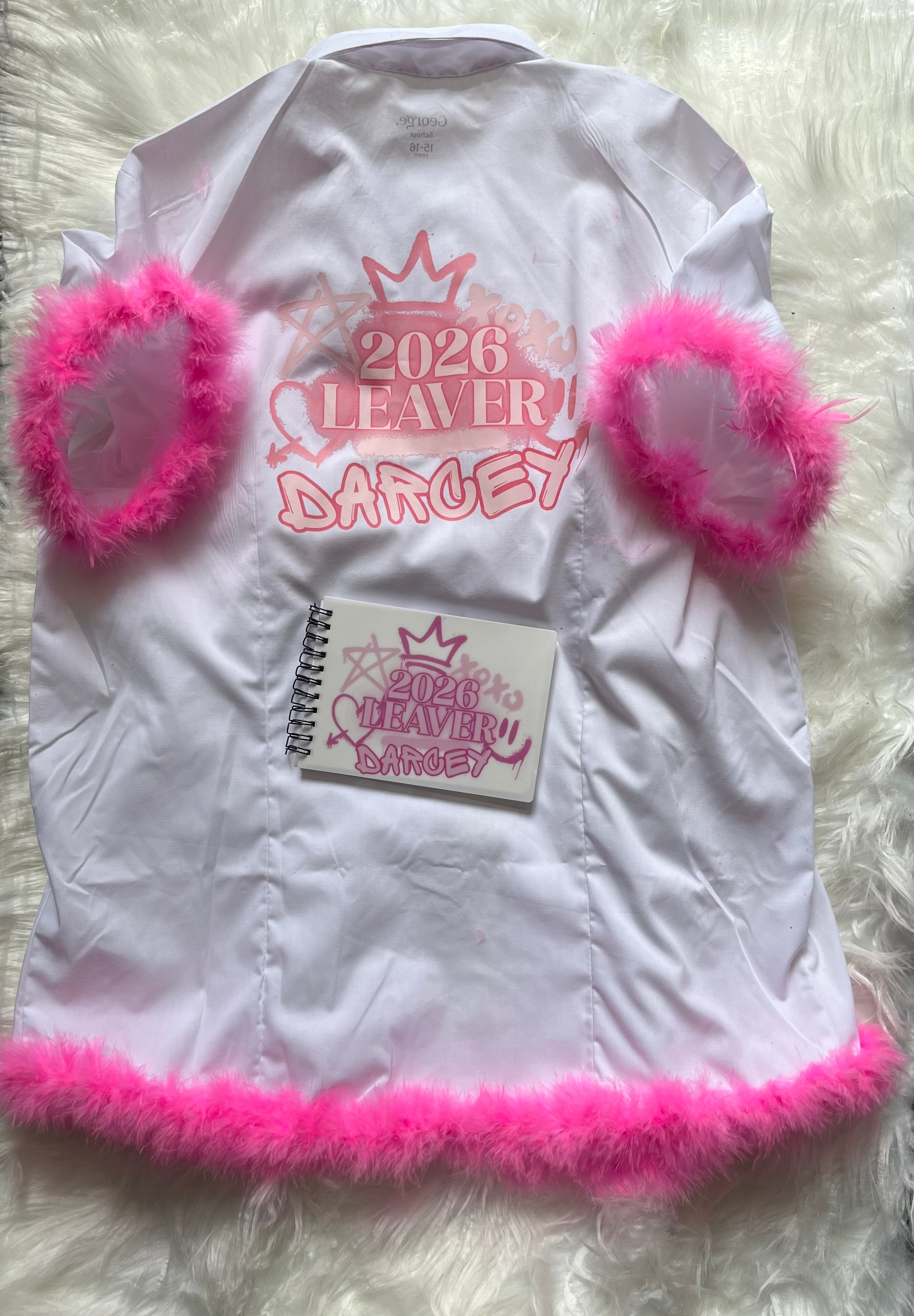 School leavers shirt with feather trim