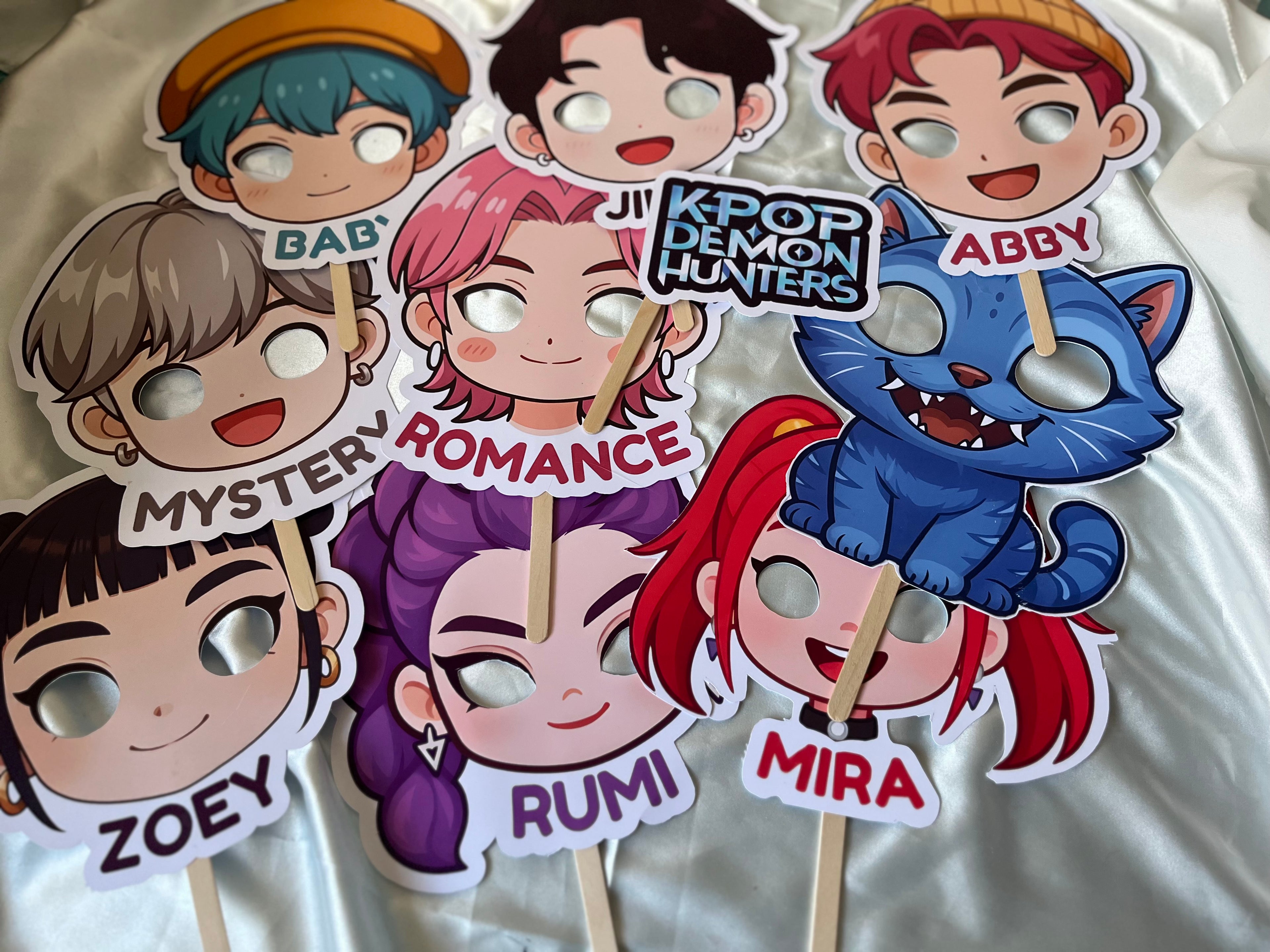 Kpop kids face mask party photo props pack of 10