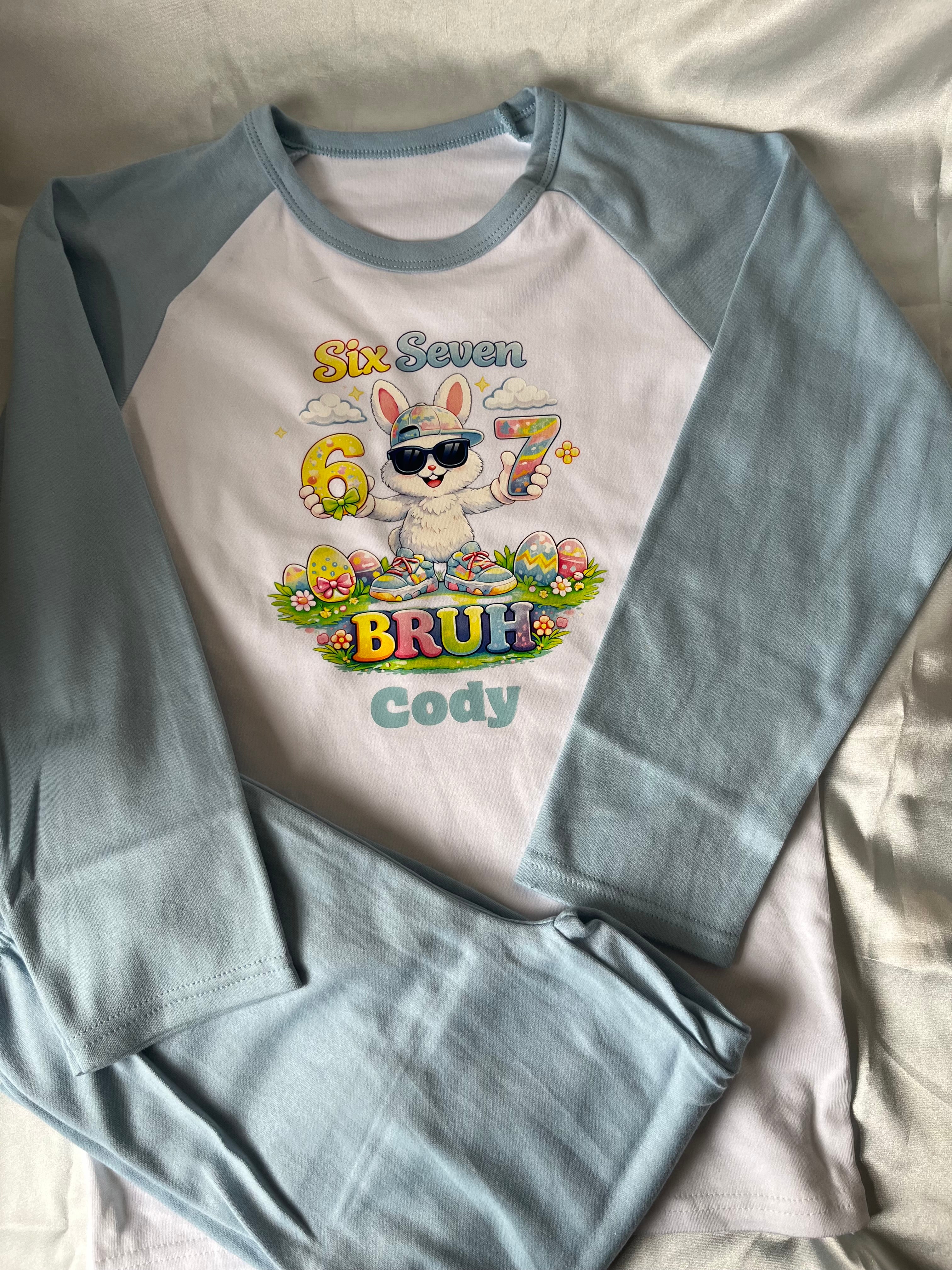 Personalised 6 7 Easter pyjamas