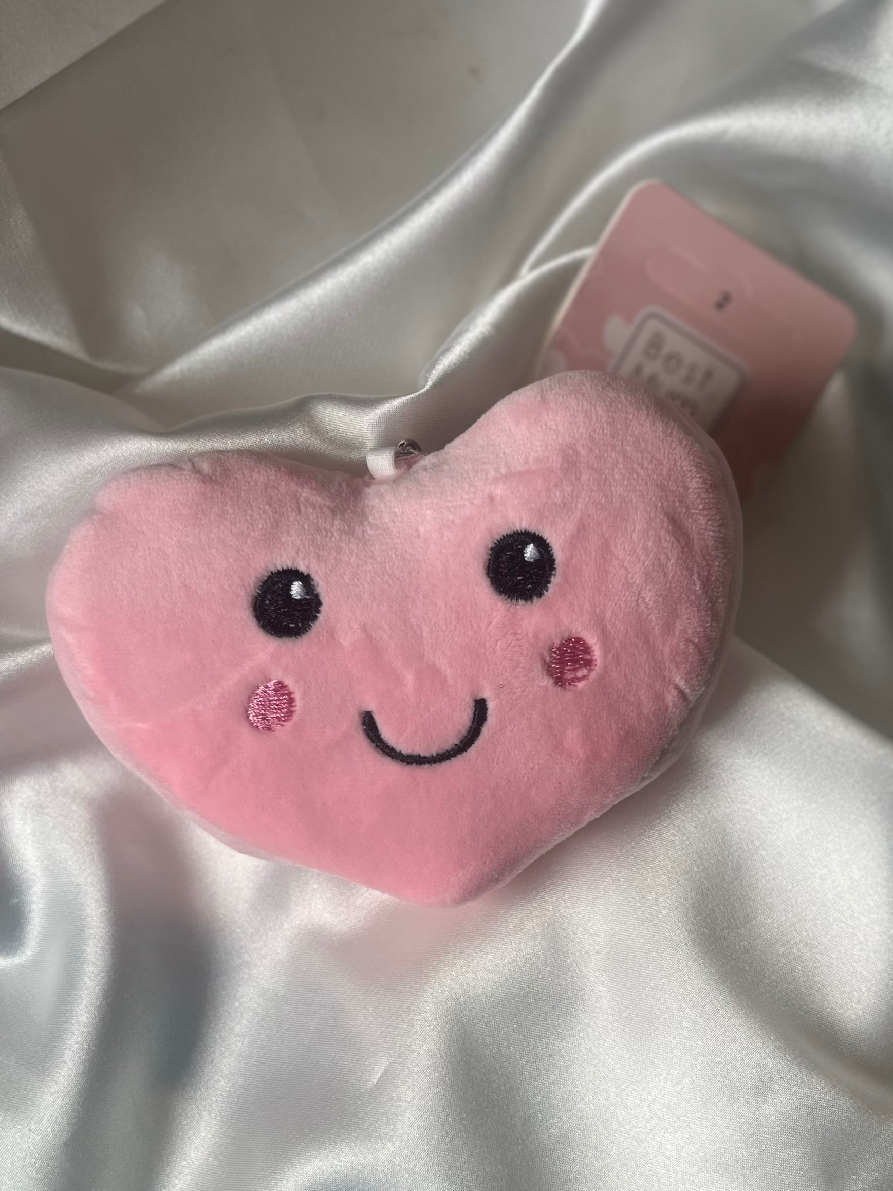 Personalised Pink Heart Smiley Plush Keyring for Mummy, Mum, Nana, Grandma Gift Idea